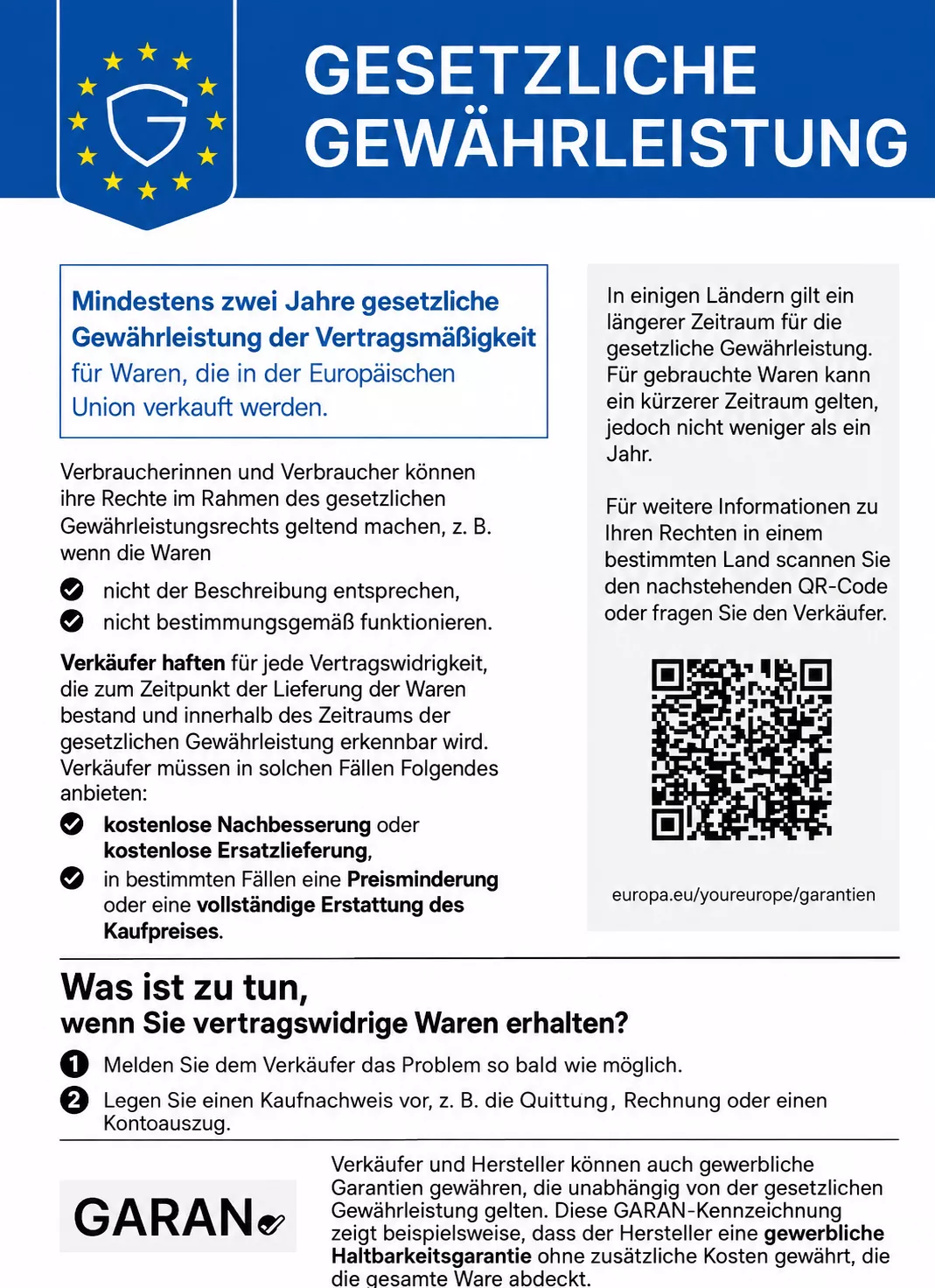 EU-Gewährleistungslabel