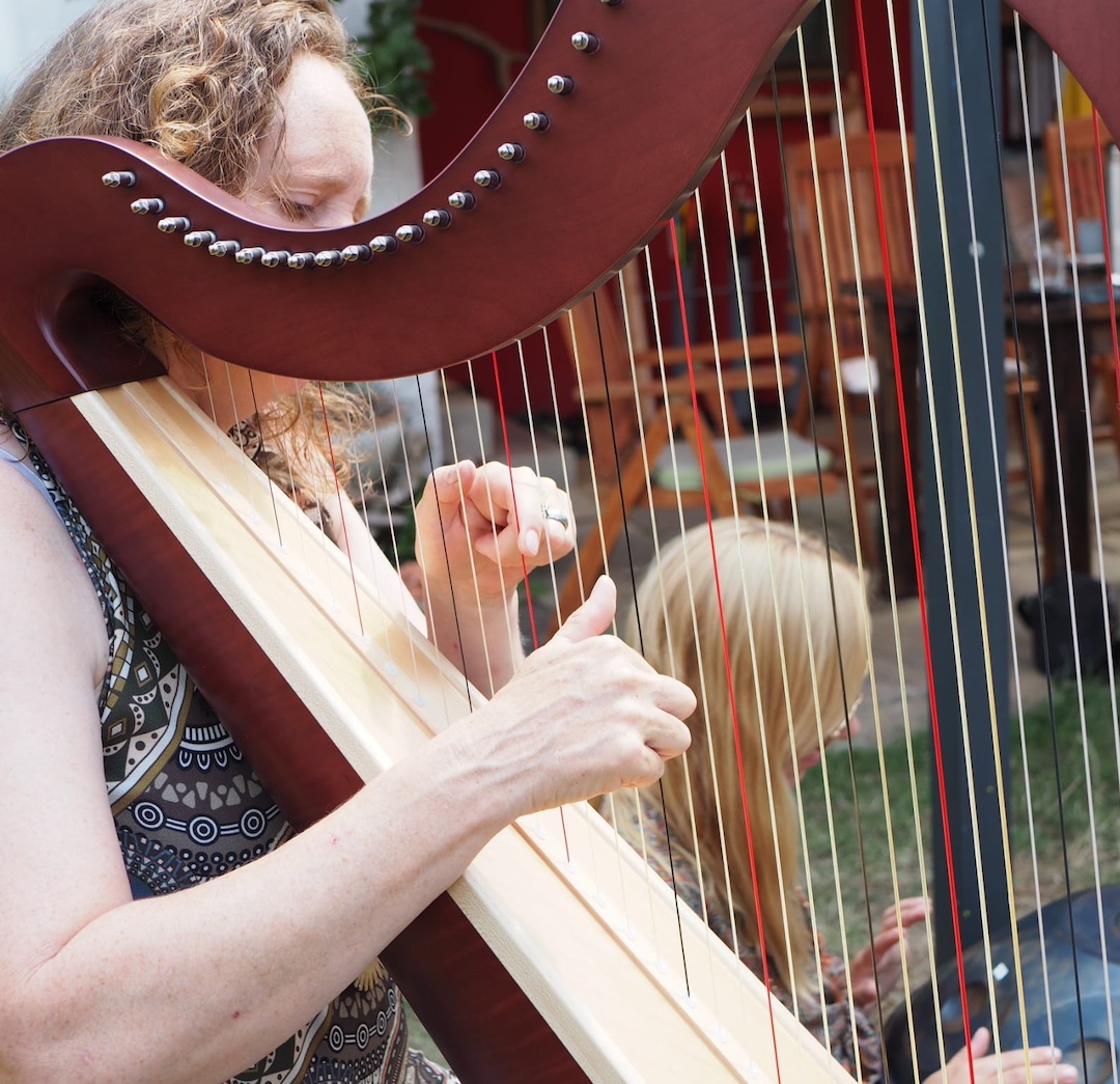 Anja Harfe spielend