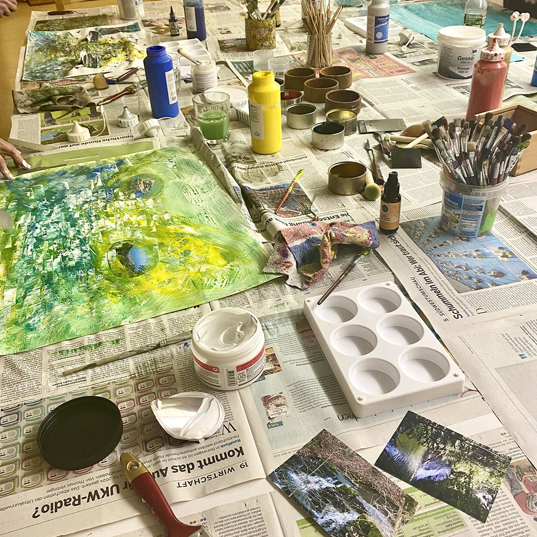 Farben, Bild und Pinsel