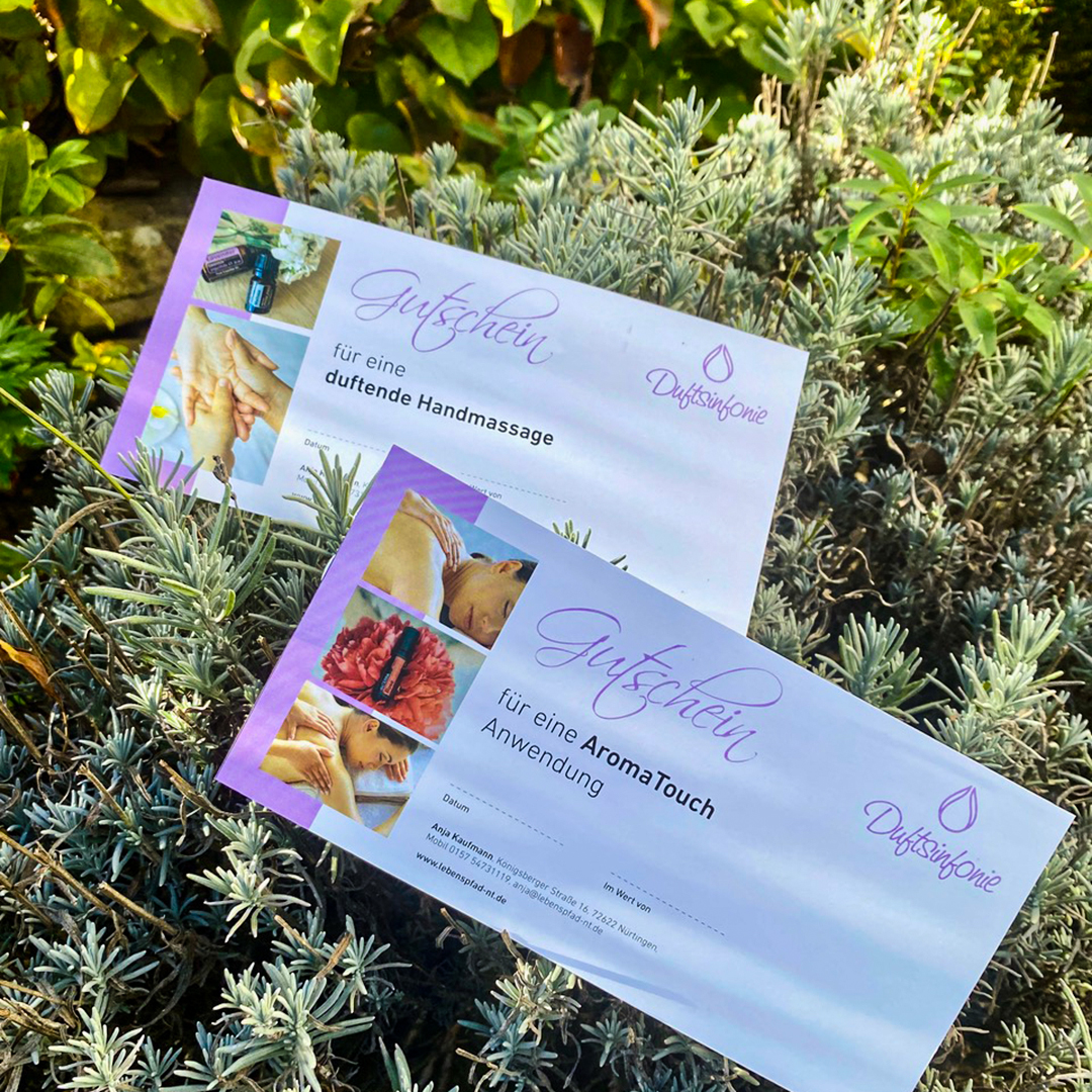 Zwei Gutscheine für AromaTouch auf Pflanzen