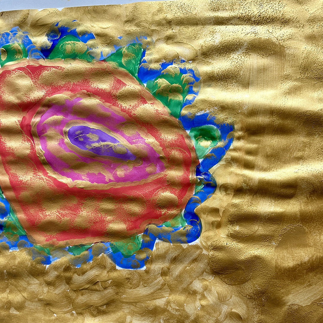 Wasserfarbenbild Blume in Gold