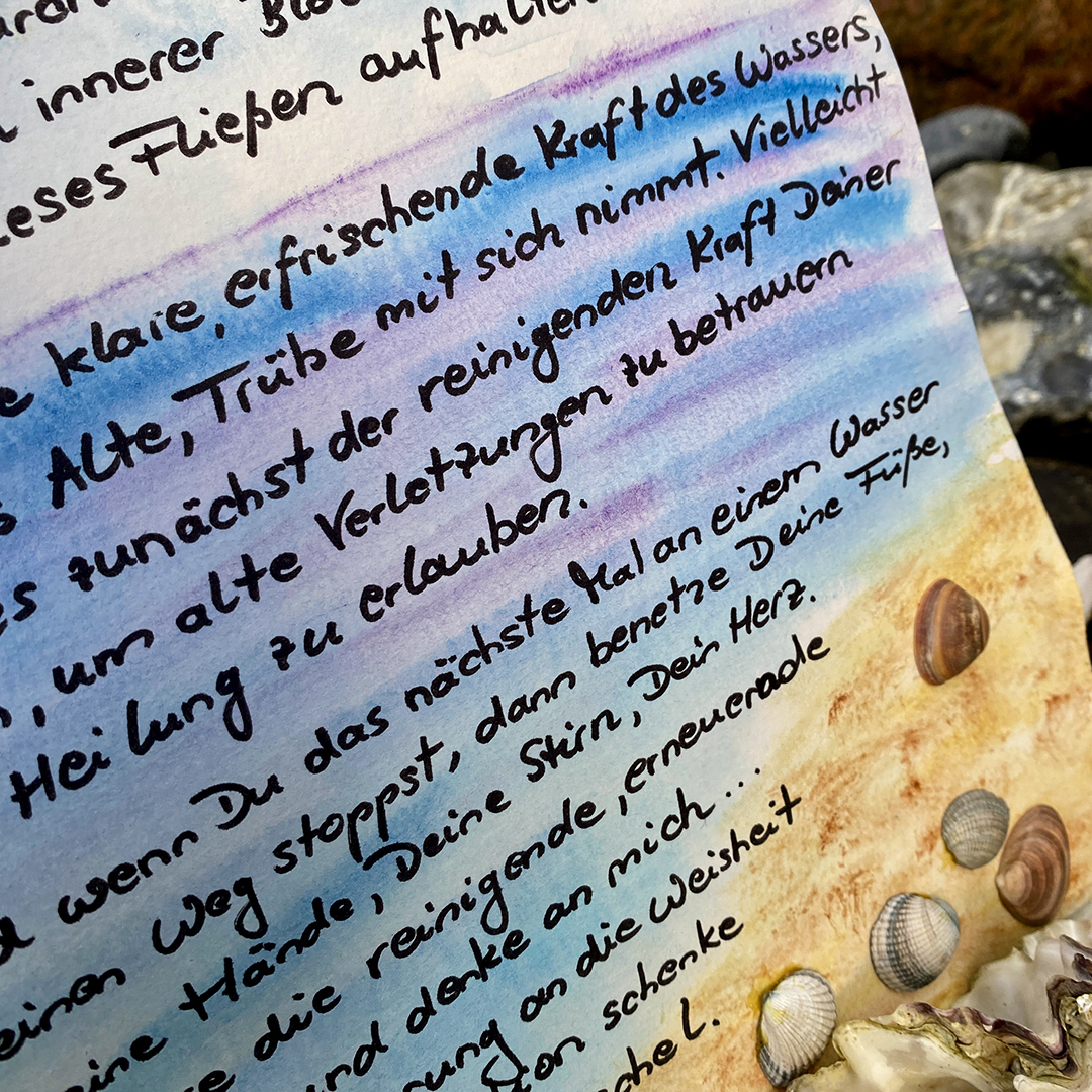 Aquarellbild Meer mit Text