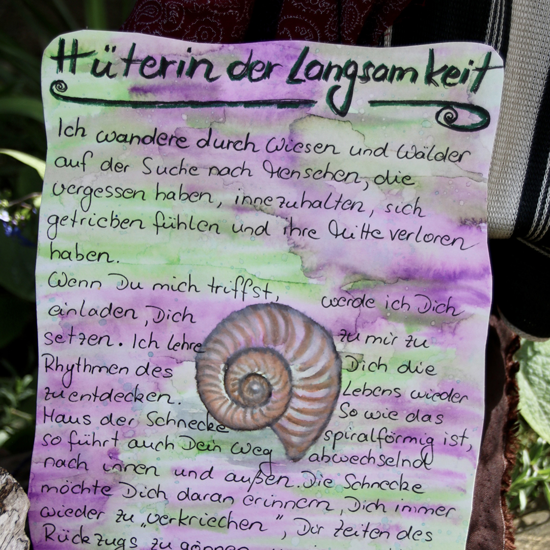 Aquarellbild mit Schneckenhaus und Text